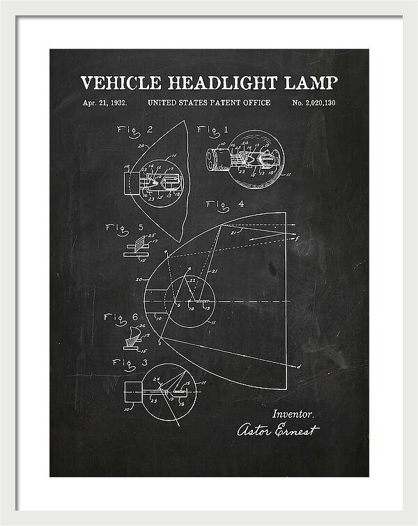 Vehicle Headlight Lamp Chalkboard Patent Us2020130a