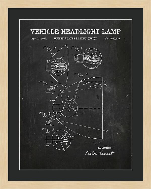 Vehicle Headlight Lamp Chalkboard Patent Us2020130a