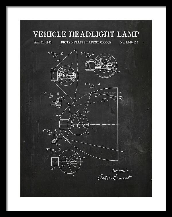 Vehicle Headlight Lamp Chalkboard Patent Us2020130a