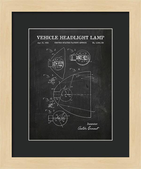 Vehicle Headlight Lamp Chalkboard Patent Us2020130a