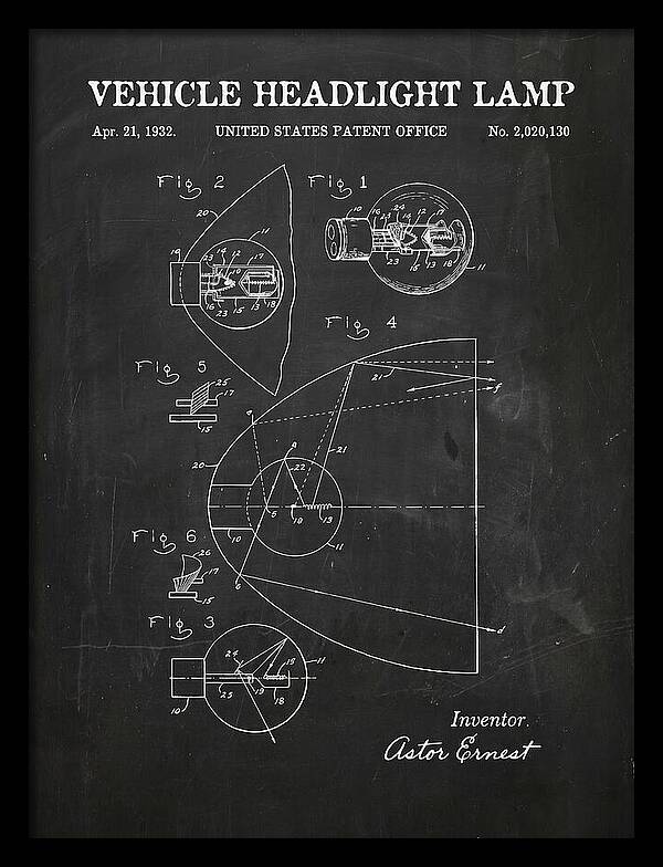Vehicle Headlight Lamp Chalkboard Patent Us2020130a