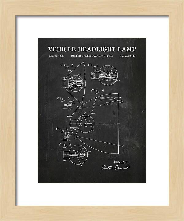 Vehicle Headlight Lamp Chalkboard Patent Us2020130a