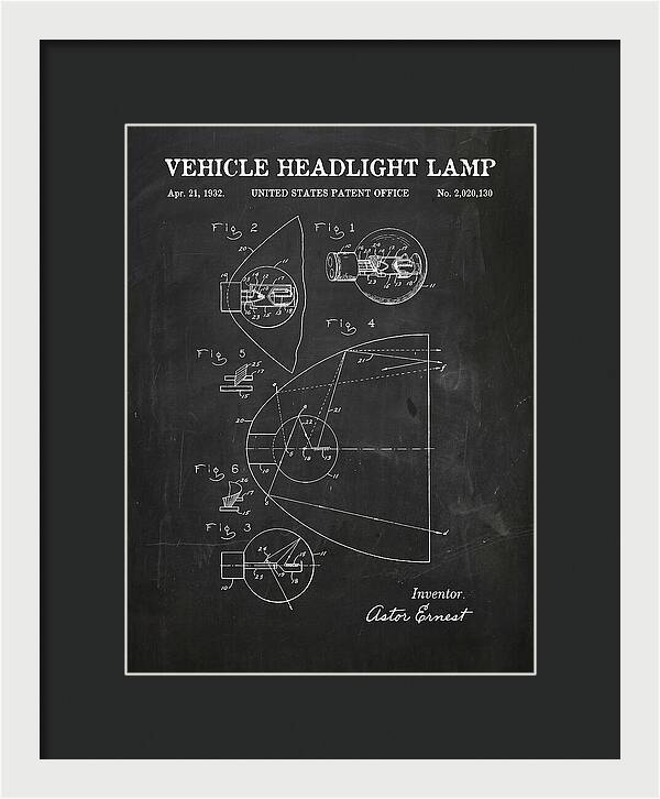 Vehicle Headlight Lamp Chalkboard Patent Us2020130a