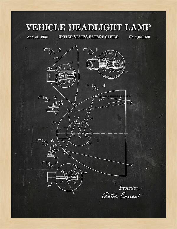 Vehicle Headlight Lamp Chalkboard Patent Us2020130a