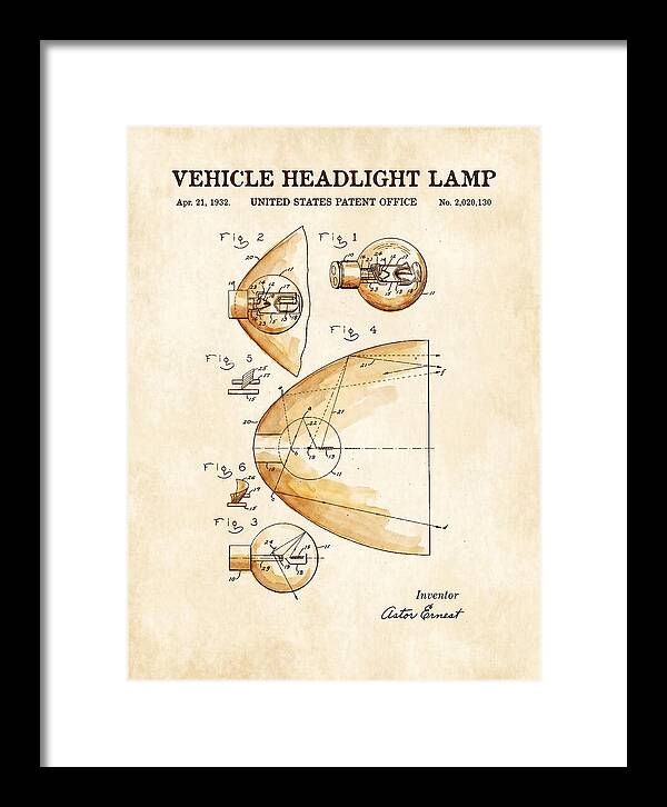 Vehicle Headlight Lamp Watercolor Patent Us2020130a