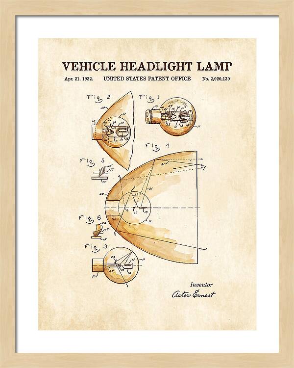 Vehicle Headlight Lamp Watercolor Patent Us2020130a