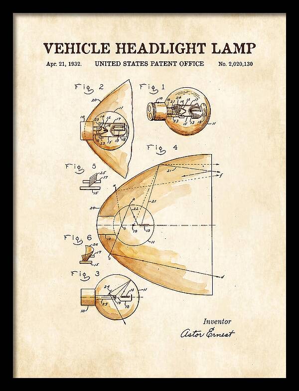 Vehicle Headlight Lamp Watercolor Patent Us2020130a