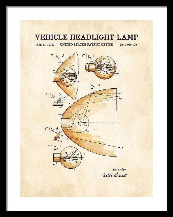 Vehicle Headlight Lamp Watercolor Patent Us2020130a