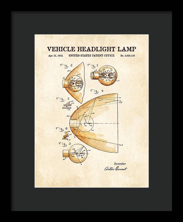 Vehicle Headlight Lamp Watercolor Patent Us2020130a