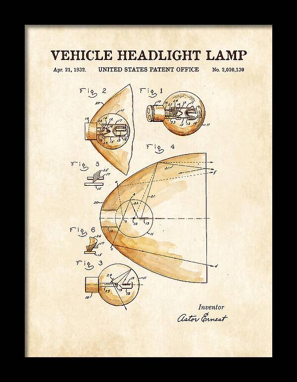 Vehicle Headlight Lamp Watercolor Patent Us2020130a