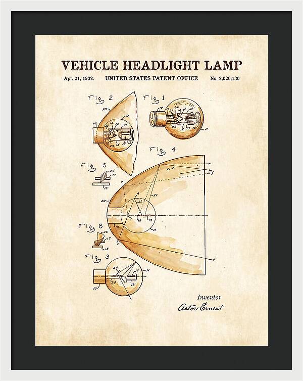 Vehicle Headlight Lamp Watercolor Patent Us2020130a