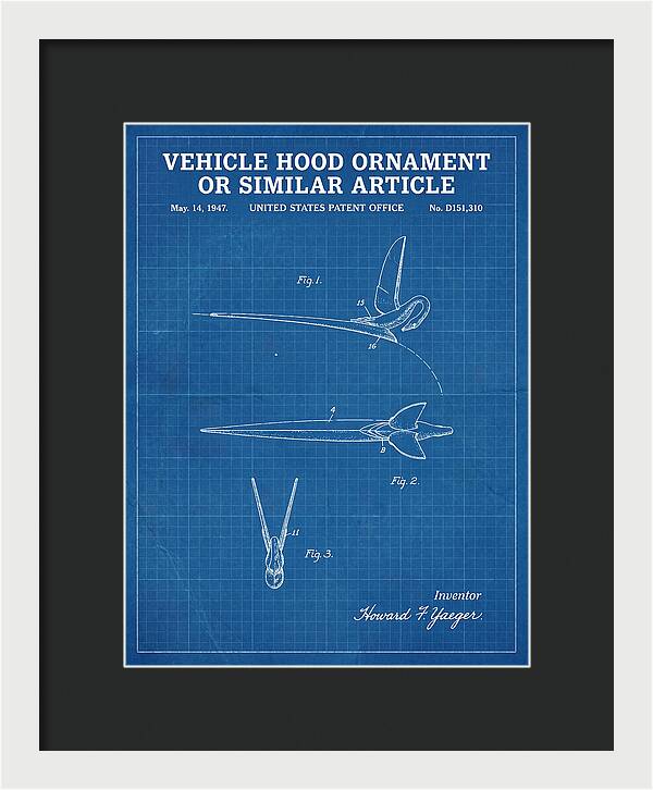 Vehicle Hood Ornament Blueprint Patent Usd151310s