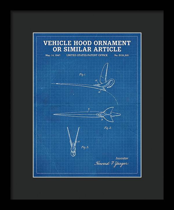 Vehicle Hood Ornament Blueprint Patent Usd151310s