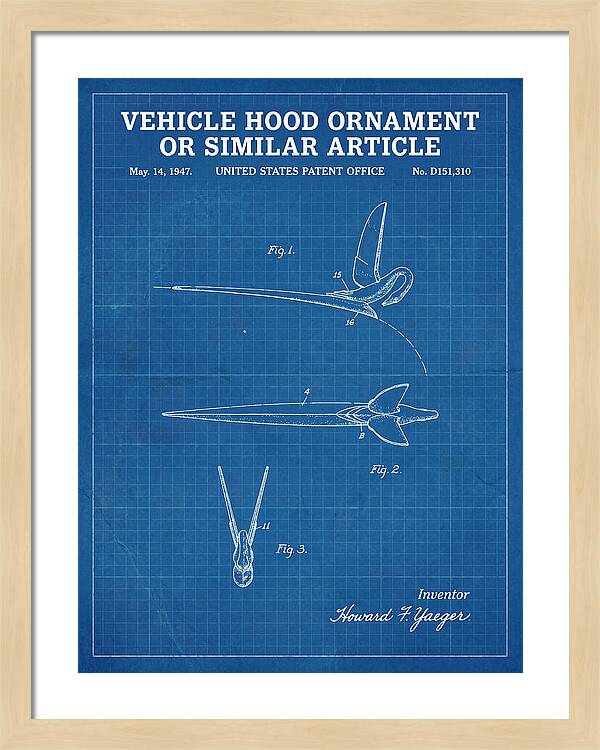 Vehicle Hood Ornament Blueprint Patent Usd151310s