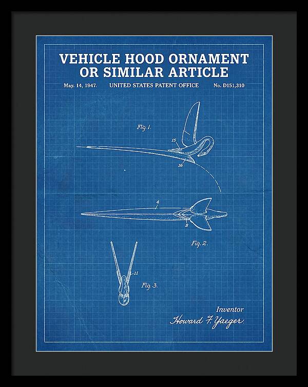 Vehicle Hood Ornament Blueprint Patent Usd151310s