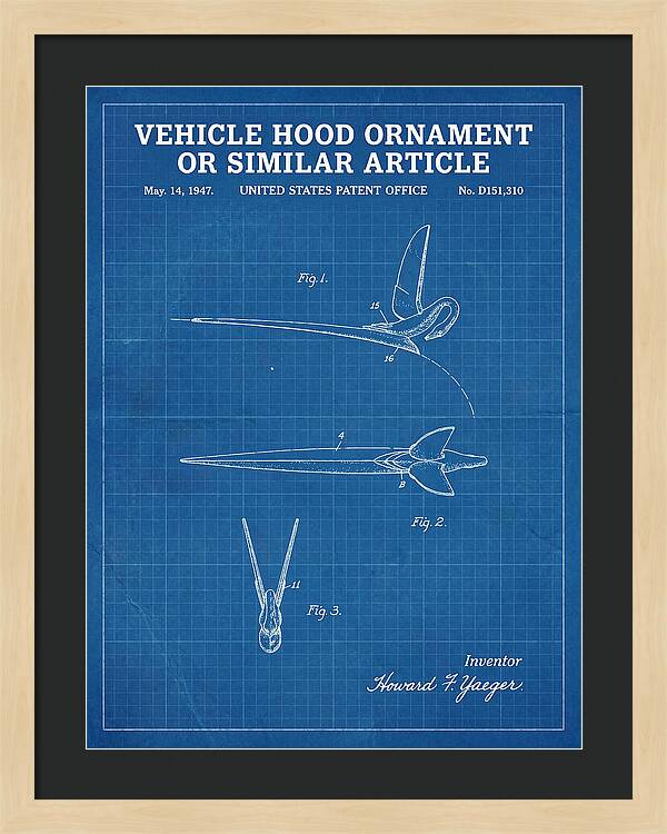 Vehicle Hood Ornament Blueprint Patent Usd151310s