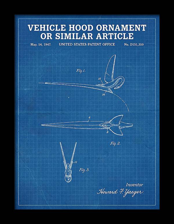 Vehicle Hood Ornament Blueprint Patent Usd151310s