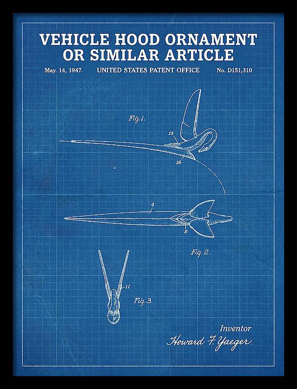 Vehicle Hood Ornament Blueprint Patent Usd151310s