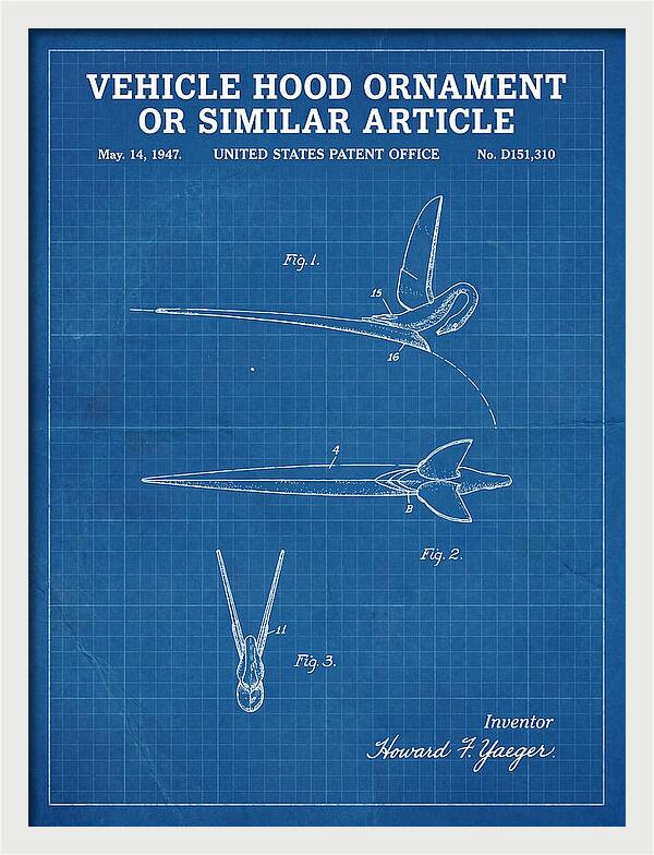 Vehicle Hood Ornament Blueprint Patent Usd151310s