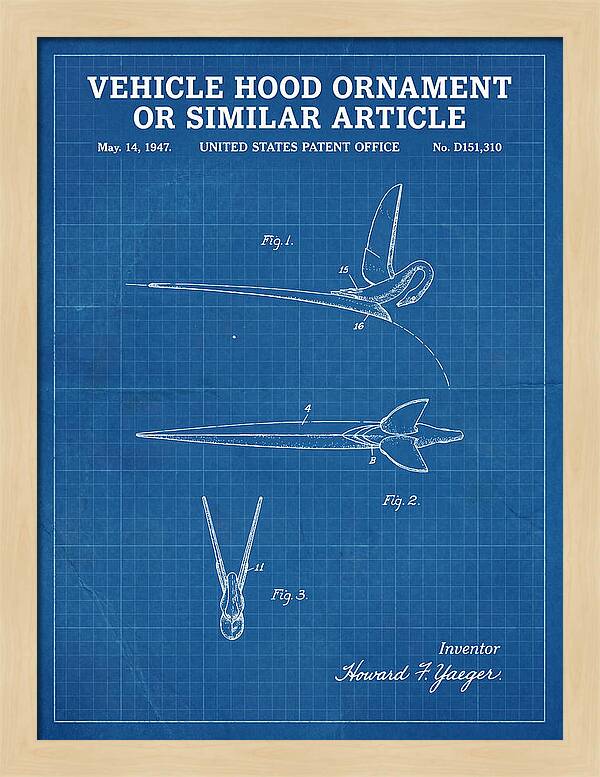 Vehicle Hood Ornament Blueprint Patent Usd151310s