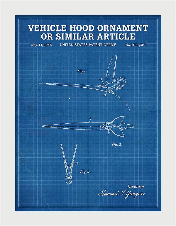 Vehicle Hood Ornament Blueprint Patent Usd151310s