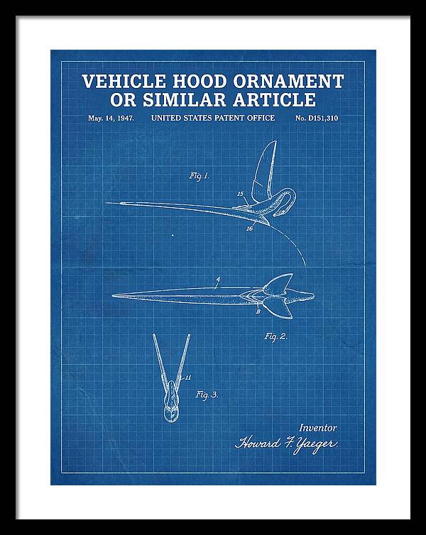 Vehicle Hood Ornament Blueprint Patent Usd151310s