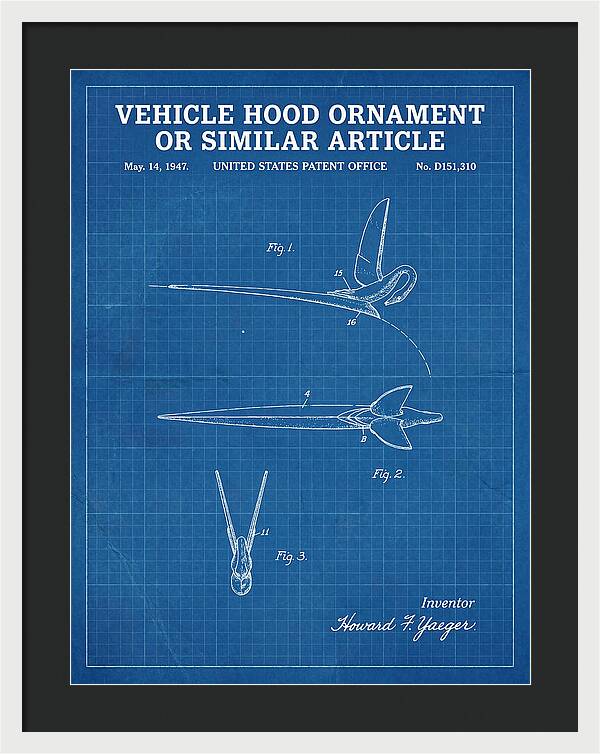 Vehicle Hood Ornament Blueprint Patent Usd151310s