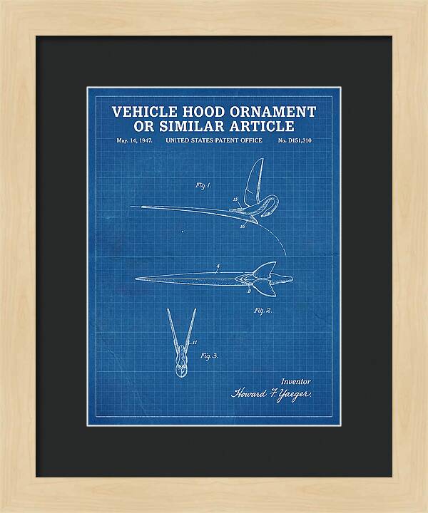 Vehicle Hood Ornament Blueprint Patent Usd151310s