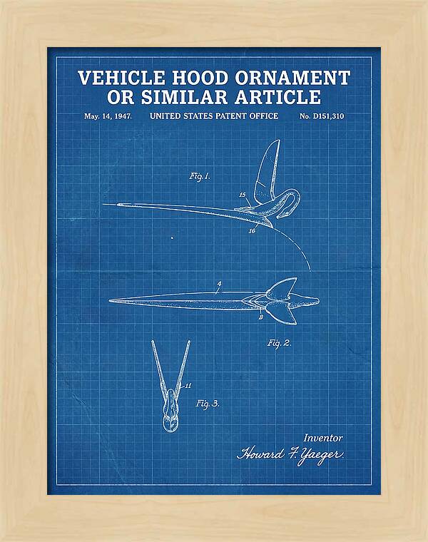 Vehicle Hood Ornament Blueprint Patent Usd151310s