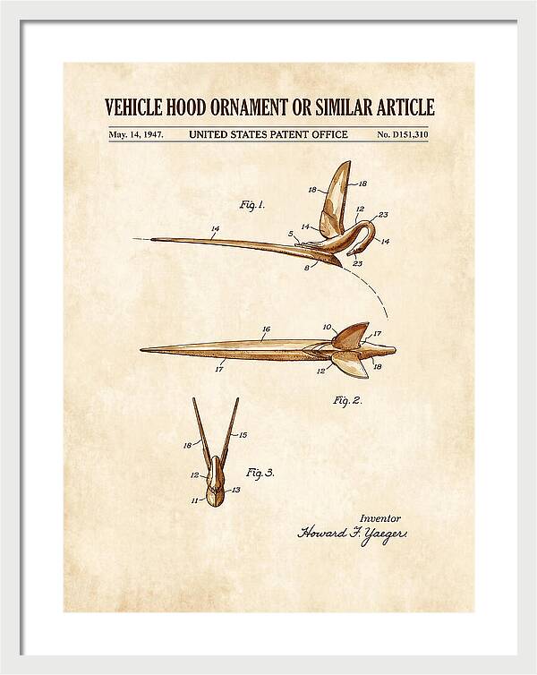 Vehicle Hood Ornament Watercolor Patent Usd151310s