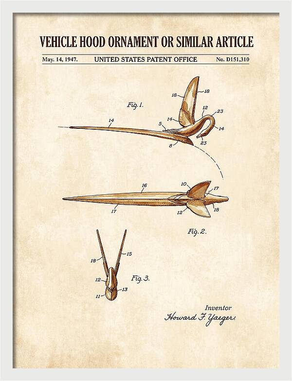 Vehicle Hood Ornament Watercolor Patent Usd151310s