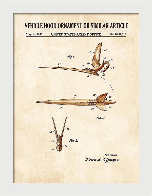 Vehicle Hood Ornament Watercolor Patent Usd151310s
