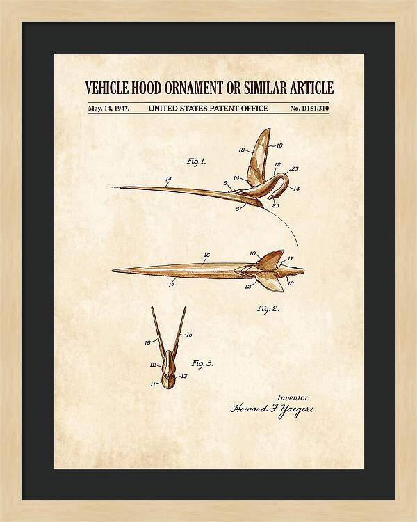 Vehicle Hood Ornament Watercolor Patent Usd151310s