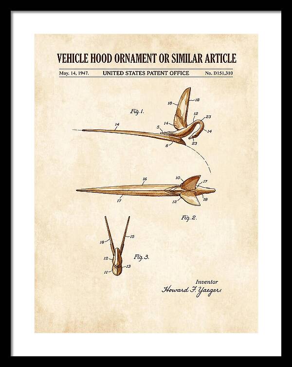Vehicle Hood Ornament Watercolor Patent Usd151310s