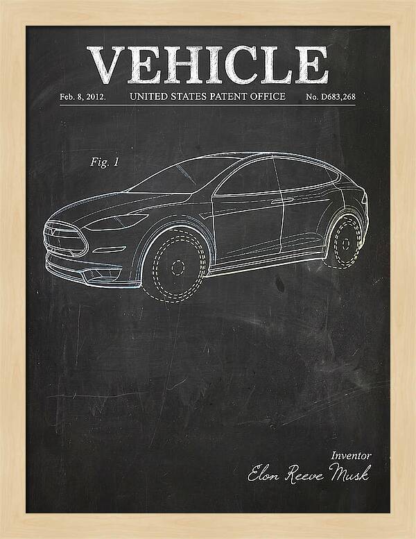Vehicle Tesla Model X Chalkboard Patent Usd683268s1
