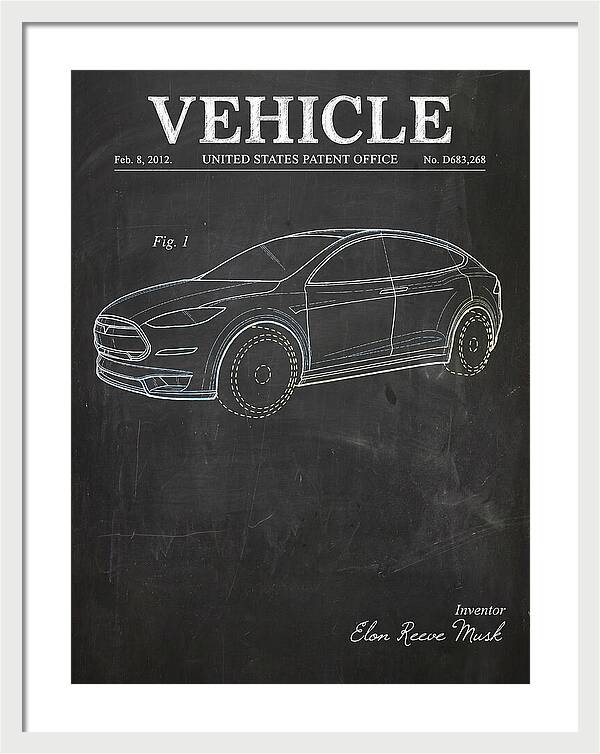 Vehicle Tesla Model X Chalkboard Patent Usd683268s1