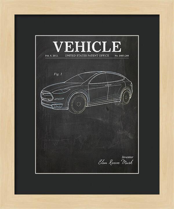 Vehicle Tesla Model X Chalkboard Patent Usd683268s1