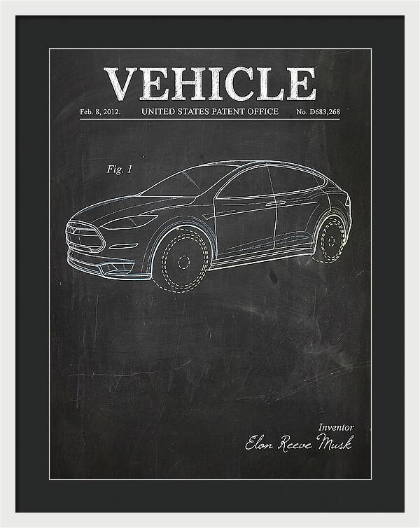 Vehicle Tesla Model X Chalkboard Patent Usd683268s1