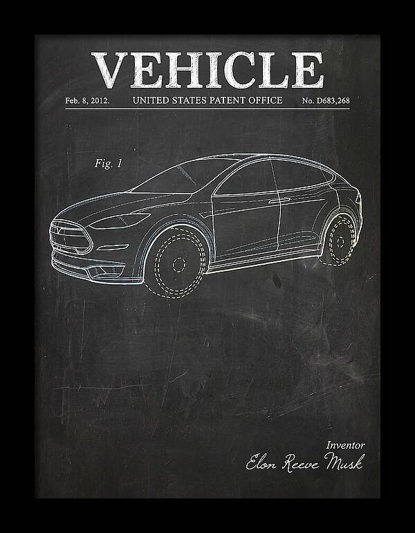 Vehicle Tesla Model X Chalkboard Patent Usd683268s1