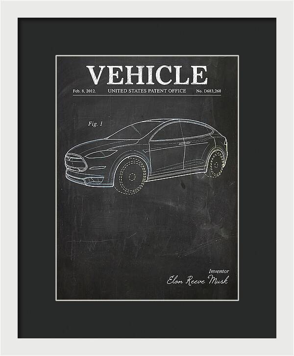 Vehicle Tesla Model X Chalkboard Patent Usd683268s1
