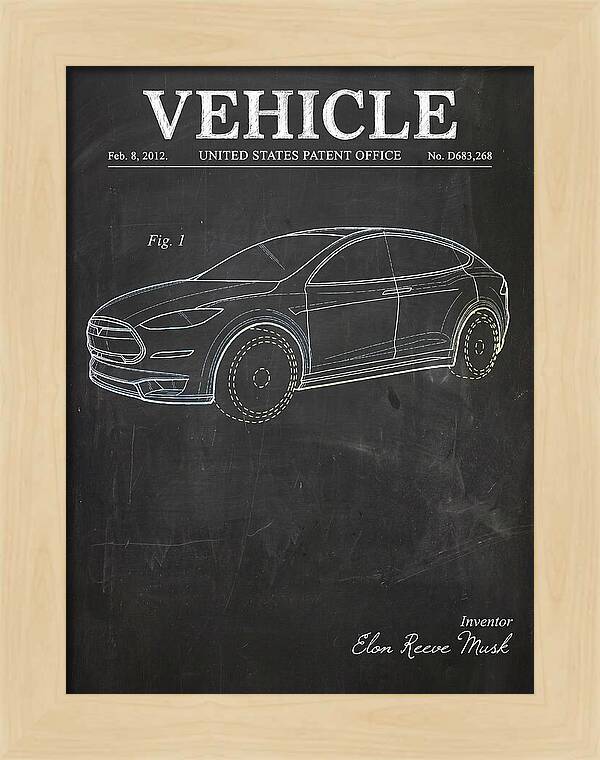Vehicle Tesla Model X Chalkboard Patent Usd683268s1