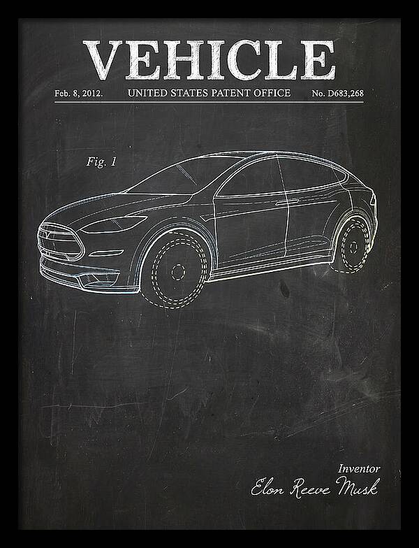 Vehicle Tesla Model X Chalkboard Patent Usd683268s1