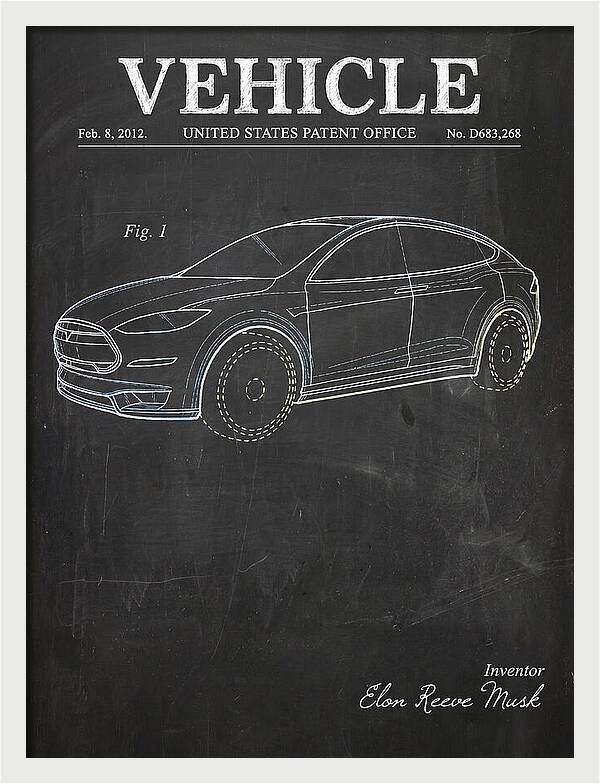 Vehicle Tesla Model X Chalkboard Patent Usd683268s1