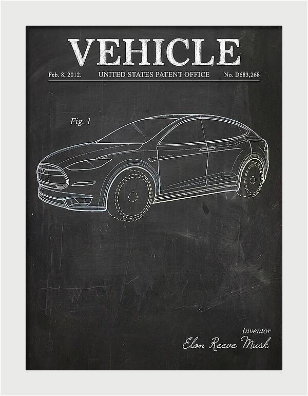 Vehicle Tesla Model X Chalkboard Patent Usd683268s1