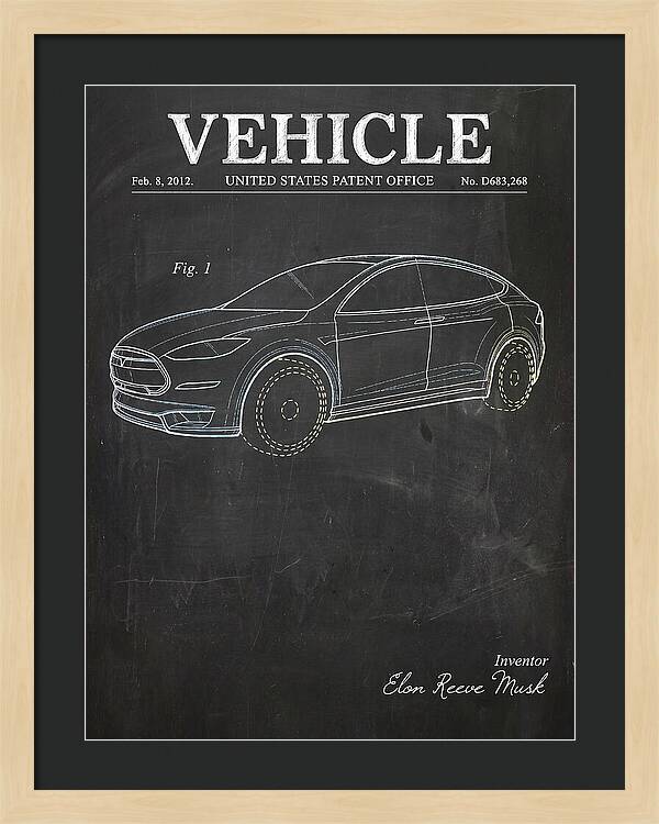 Vehicle Tesla Model X Chalkboard Patent Usd683268s1