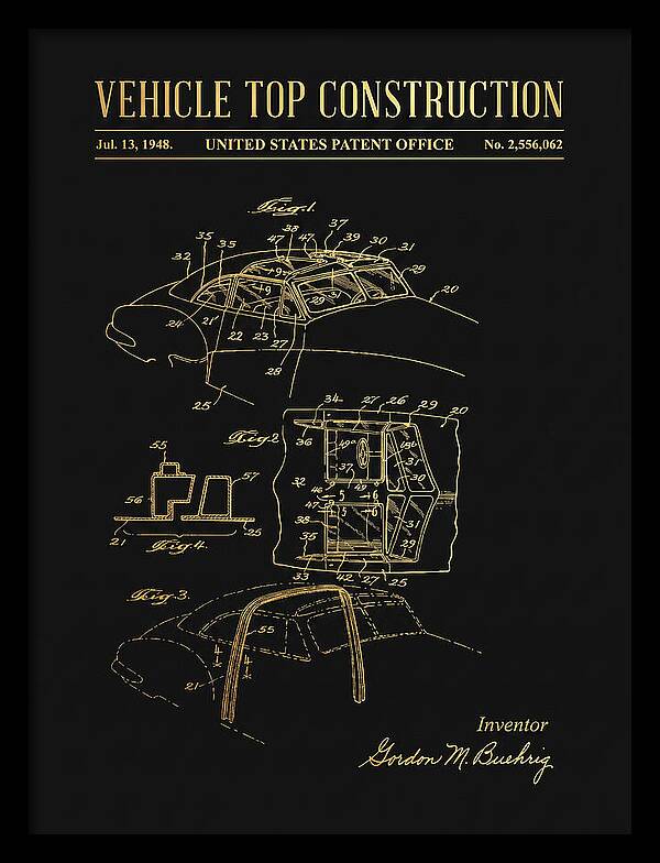 Vehicle Top Construction Gold Patent Us2556062a