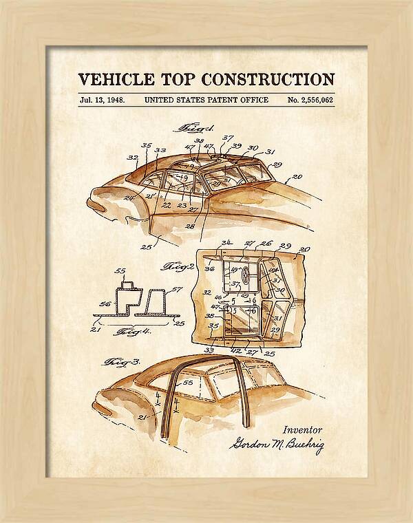 Vehicle Top Construction Watercolor Patent Us2556062a