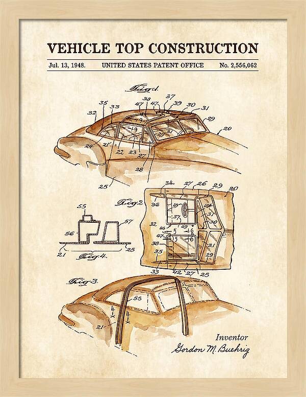 Vehicle Top Construction Watercolor Patent Us2556062a