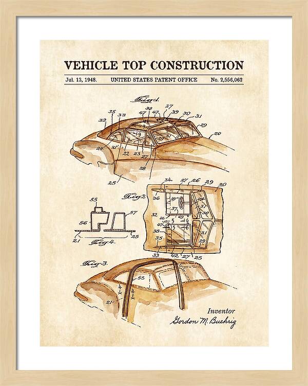 Vehicle Top Construction Watercolor Patent Us2556062a