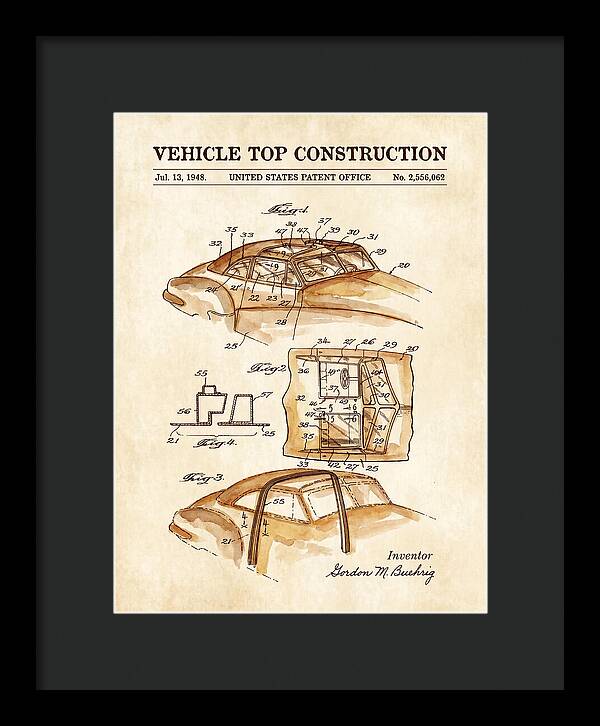 Vehicle Top Construction Watercolor Patent Us2556062a